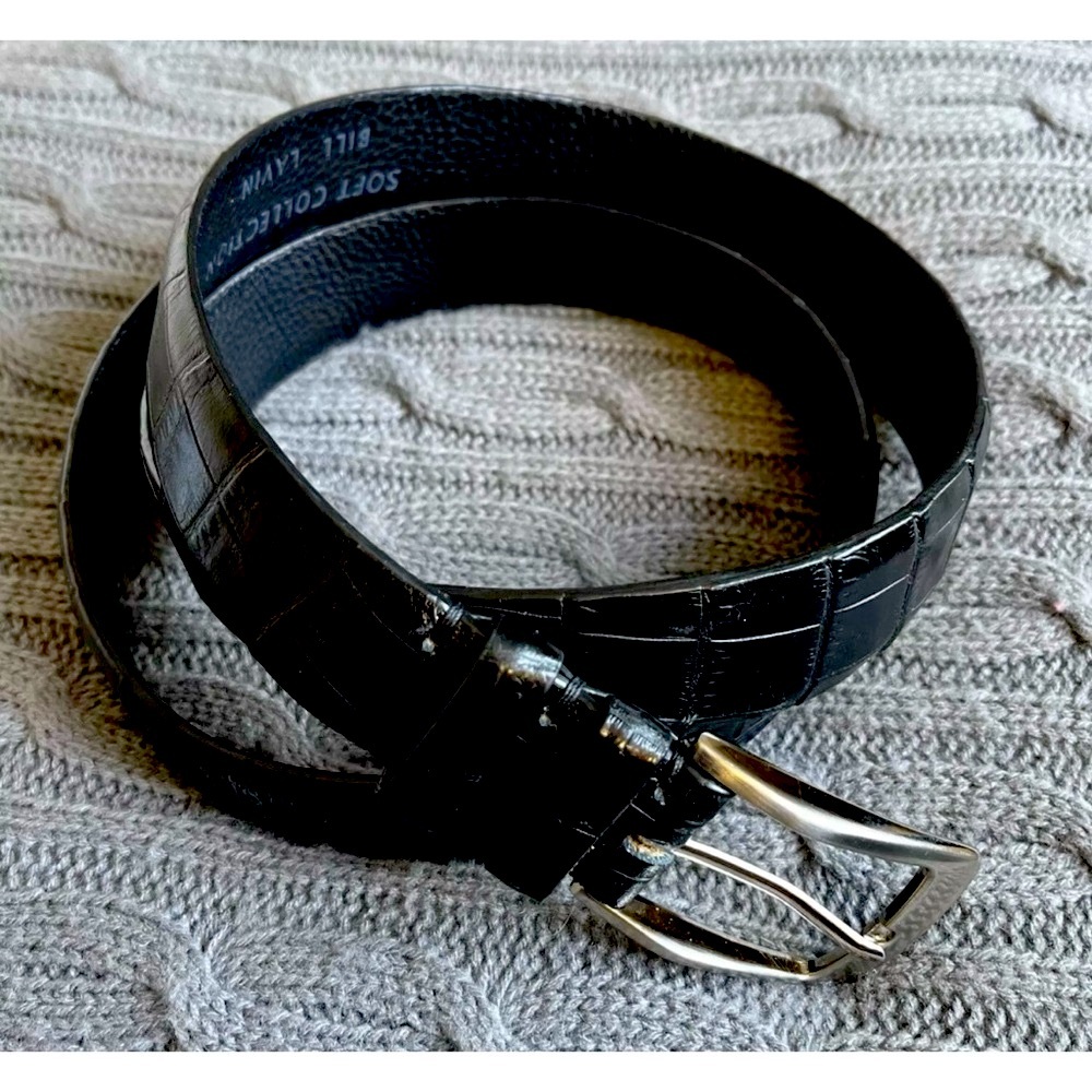 Bill Lavin Soft Collection Mens Hand Made Italian Calf Skin Black Belt Sz 40 EUC